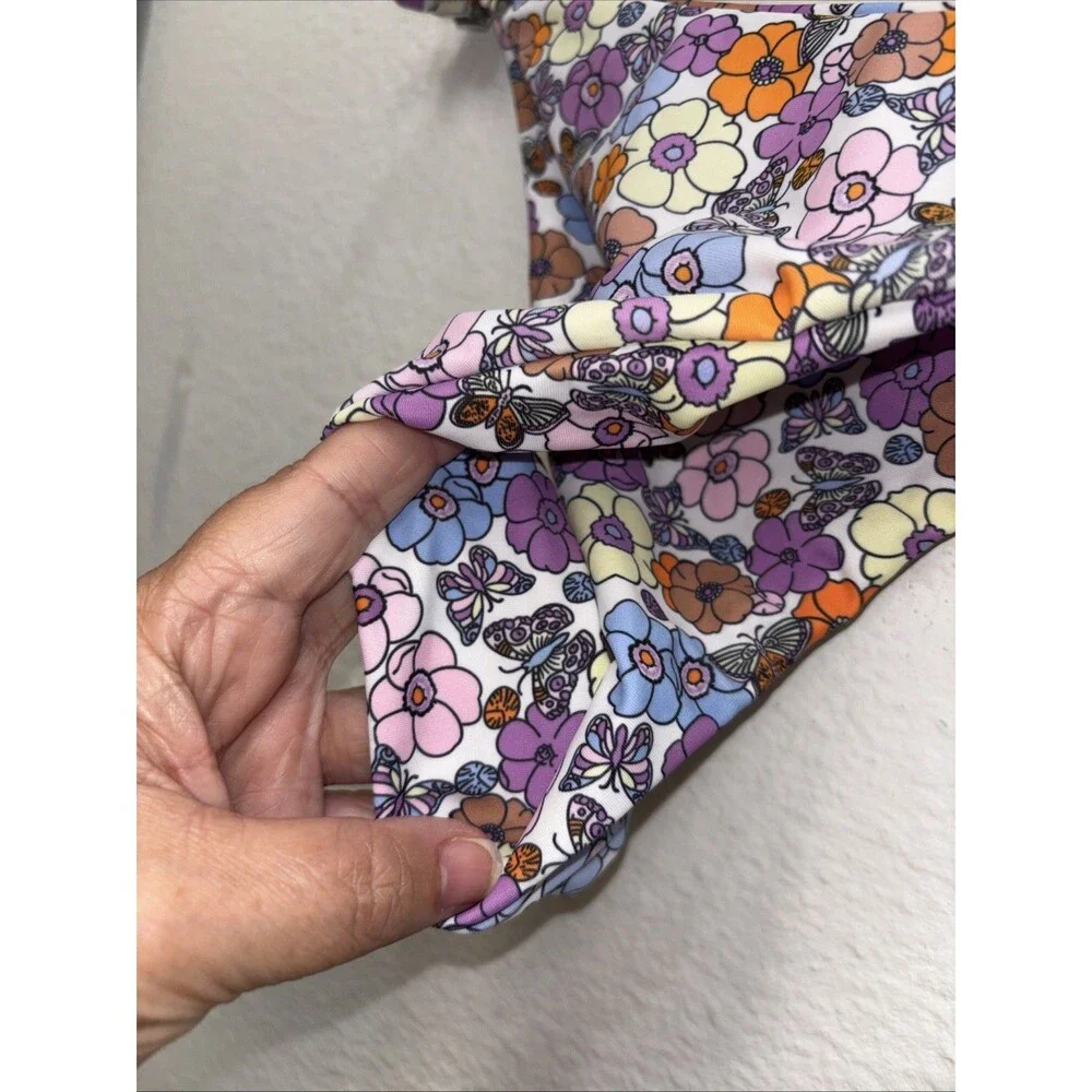 Bikini Bottoms Women Floral Butterfly Colorful S Lined Knotted Sides Stretch